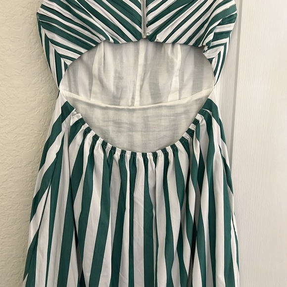 NWT Hunter Bell Midi Dress Emerald Stripe Kathleen Dress Cutout Back Size 6 - Picture 10 of 13